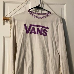Vans purple checker long sleeve white